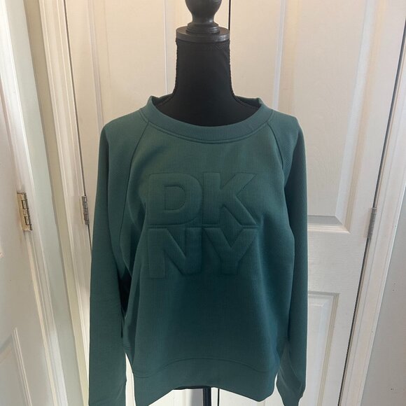 DKNY Sport Women's Logo Crew Neck Sweatshirt Dark Green XL - Picture 5 of 7